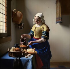 The Milkmaid, Johannes Vermeer, Rijksmuseum, Amsterdam, Generative AI