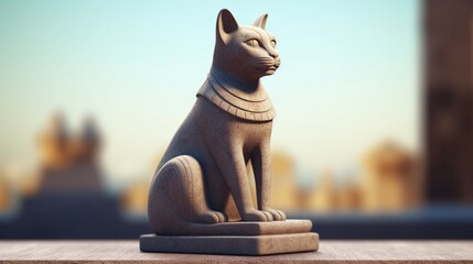Egyptian cat stone statue.Generative AI - obrazy, fototapety, plakaty