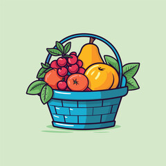 fresh fruit hamper clip art illustration
