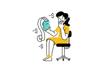 Fototapeta premium Woman counting lost in Finance Management Illustration