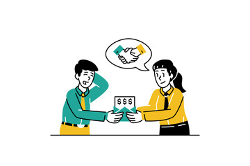 Two people meet an agreement Finance Management Illustration