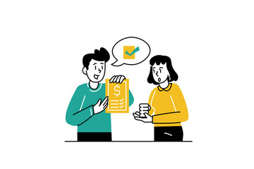 Man and woman interesting in Finance Management Illustration