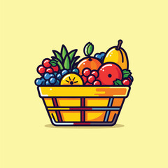 fresh fruit hamper clip art illustration