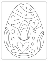 Easter Egg Coloring pages for kids, Easter Egg Vector, Easter Black and White