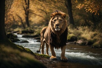 Dangerous Wild Lion Deep Nature Jungle