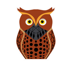 Brown owl logo cartoon vector illustration illustration