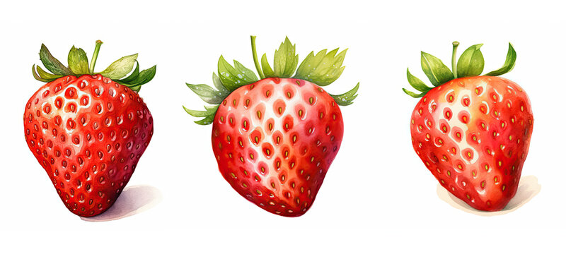 red strawberry watercolor