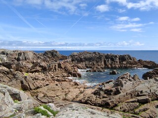 Fototapeta na wymiar côte bretonne batz sur mer côte sauvage le croisic, ile de batz
