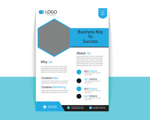 Modern and simple flyer card design with green and dark black color.
