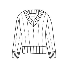 Doodle sweater illustration. Autumn vector hand drawn color icon