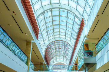 Abstract architectural skylight in energy efficient building, Canada