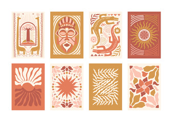 Astral groovy boho vector elements poster clipart wall art silhouette 70s 80s 