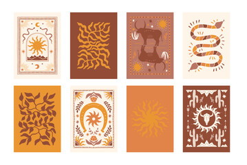 Astral groovy boho vector elements poster clipart wall art silhouette 70s 80s 