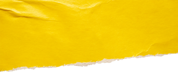 Yellow ripped paper torn edges strips isolated on white background