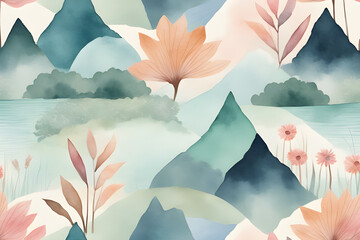 peaceful zen landscape wallpaper - obrazy, fototapety, plakaty