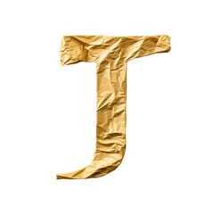 Crumpled gold alphabet cutout