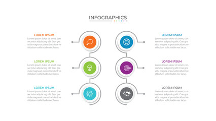 Presentation business infographic template with 6 options. Vector illustration.