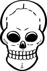 hand drawn skull illustration.
