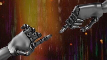 Robot hands touching each other 