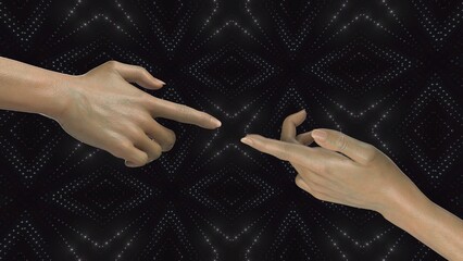 Human hand pointing towards each other