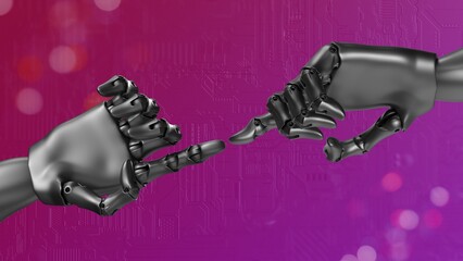 Robot hands touching each other 