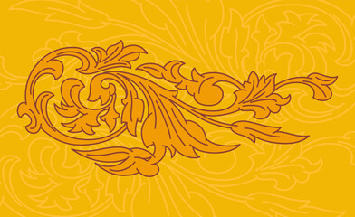 Vintage baroque victorian frame border floral ornament. Flat design. Floral element for design of monograms.