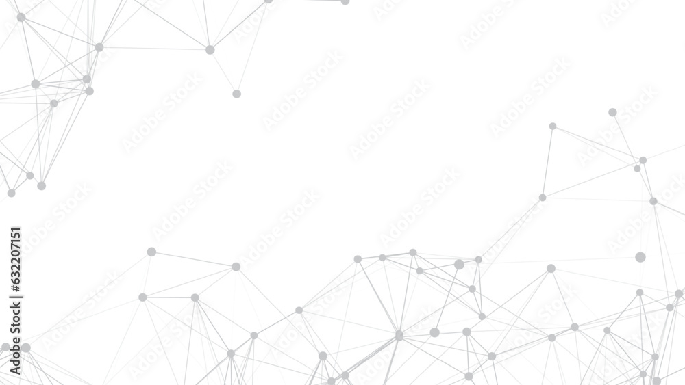 Wall mural abstract futuristic - molecules technology with polygonal shapes on white background. illustration v
