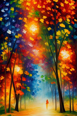 Abstract colorful forest