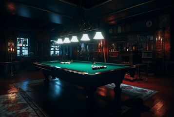 brand new and modern billiard room. generative ai