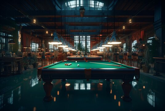 brand new and modern billiard room. generative ai