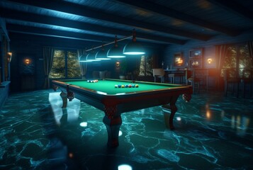 brand new and modern billiard room. generative ai
