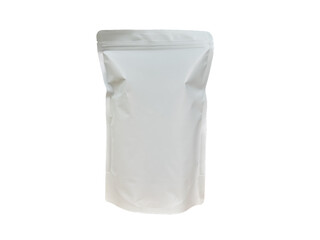 Blank stand up pouch foil or Plastic packaging with zipper isolated.