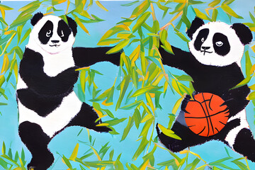 basket ball Panda. Generative AI