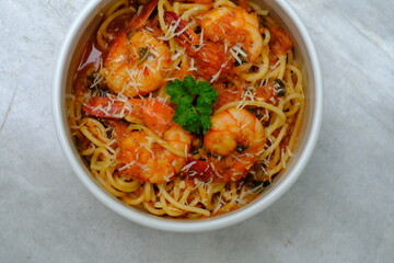 Shrimp Spaghetti with Tomato Sauce