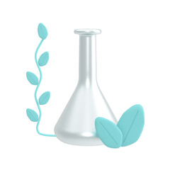 Organic cosmetics icon. Paraben free, vegan, healthy skincare  and eco products concept. 3d render illustration.