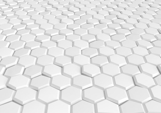 3d white honeycomb pattern background. hexagon shape futuristic abstract. 3d render illustration.
