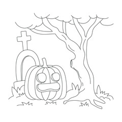 Halloween theme outline illustration for coloring page