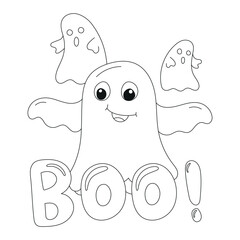 Halloween theme outline illustration for coloring page