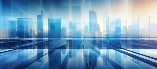 Empty modern business office skyscrapers. High-rise buildings in commercial district with blue sky. bright and clean high tech office background
