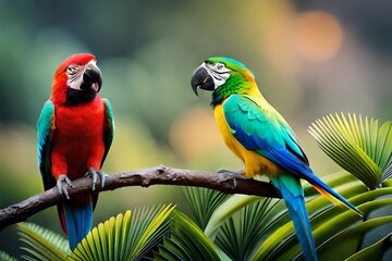 blue and yellow macaw ara ararauna AI Generated 