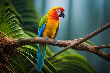 blue and yellow macaw AI Generated 