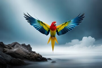 parrot in the sky AI Generated 