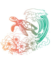 Flower Turtle svg, Sea Turtle svg, Turtle svg file, Turtle with flower frame svg png, Ocean Animal svg, Turtle Silhouette, Beach Turtle svg
