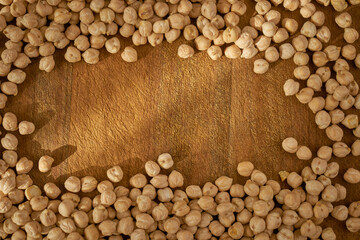 chickpeas on a wooden countertop