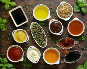 various types of sauces and seasonings