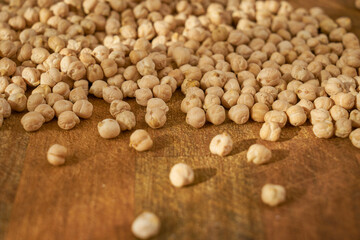 chickpeas on a wooden countertop