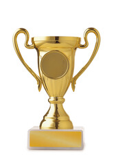 Front view of gold cup trophy