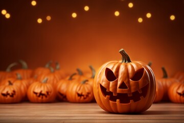 Realistic Halloween Pumpkin Background, Embrace the Spooky Season Created with Generative AI