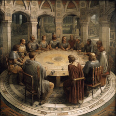 Knights of Round Table. Council of Knights..