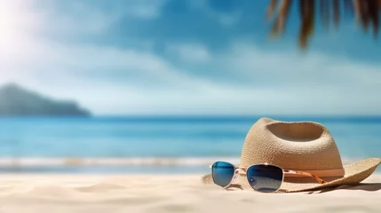 Fototapeten sun glasses and sunglasses on the beach © sambath